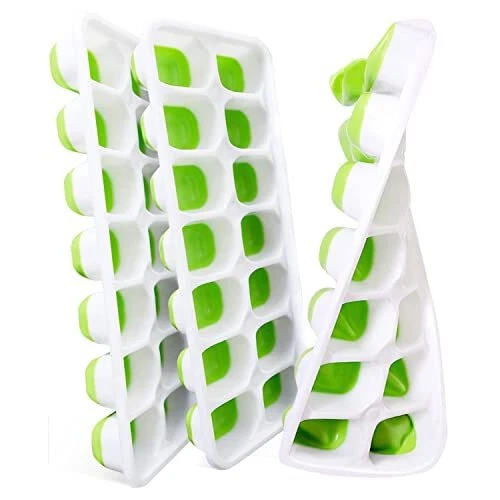 VEHHE 3PACK Reusable Silicone Ice Cube Trays 14 Molds with Spill-Resistant Lid