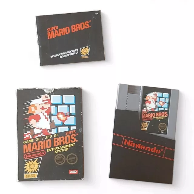 Jeu vidéo SUPER MARIO BROS. Nintendo NES av. Boîte, protection, notice 1987