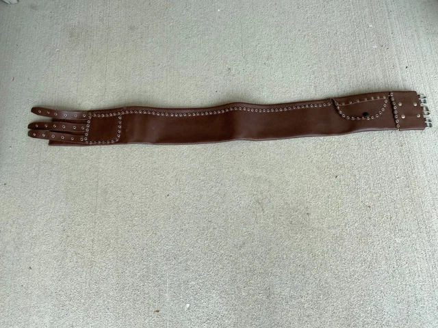 Vintage Studded Brown Leather Motorcycle/Riding Kidney Belt With Pocket