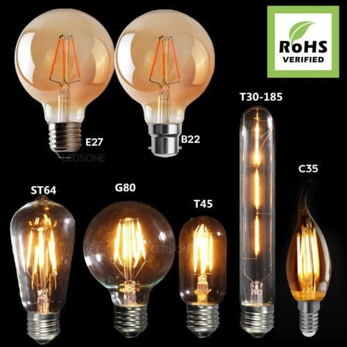 Vintage Filament LED Edison Glühbirne dimmbar E14 E27 dekorative Industrieleuchten