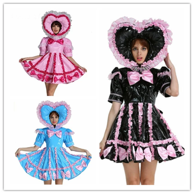 PVC GIRL BABY Sissy Maid Lockable Dress cosplay costume Tailormade 3