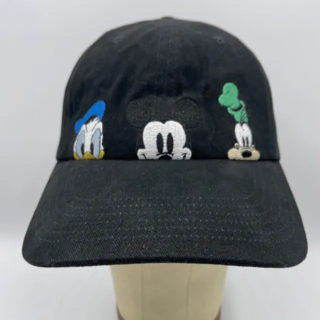 Mickey Mouse Donald Duck Goofy Hat Cap Adult Strapback Black Baseball Cap Disney