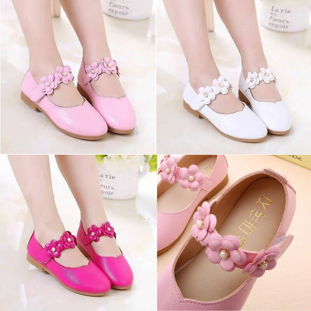 Toddler Infant Kids Girls Flower Crystal Princess Party Leather Shoes Dance Size