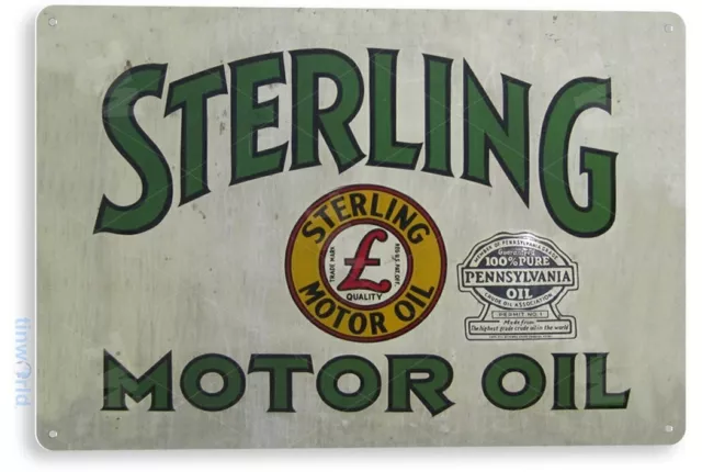 TIN SIGN Sterling Motor Oil Gas Metal Décor Wall Art Garage Shop A621