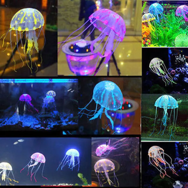 Jellyfish Aquarium Decoration Artificial Glowing Effect Fish Tank Ornament _dx