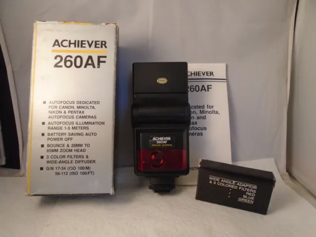 Achiever 260AF  Flash for Nikon #137 W/ WIDE ANGLE FILTER
