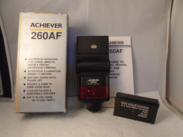 Achiever 260AF  Flash for Nikon #137 W/ WIDE ANGLE FILTER