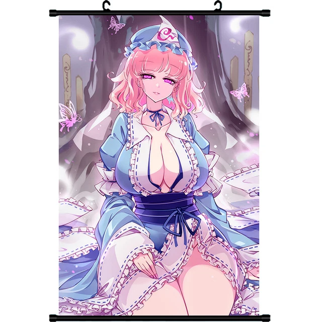 touhou saigyouji yuyuko Cosplay Posters Home Decor Wall Scrolls Otaku 60x90cm R6