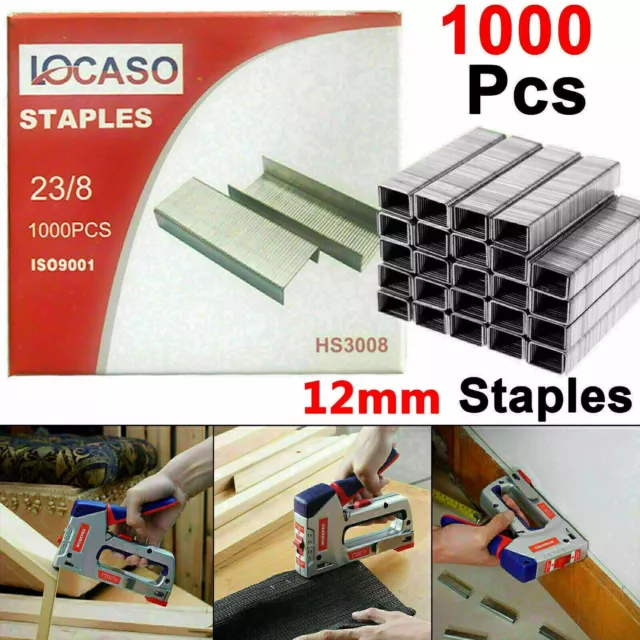 Heavy Duty 1000pc 12mm Staples Staple Gun Tacker Pack of 1000 Upholstery Stapler