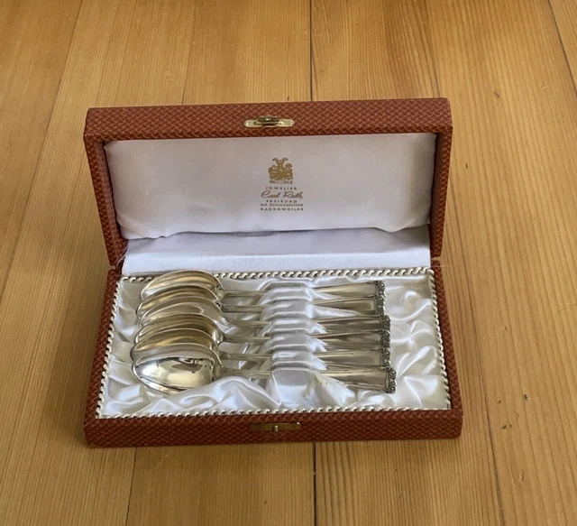 Juwelier Carl Roth Freiburg 6 Dessertlöffel Silberlöffel Löffel Set 800er Silber