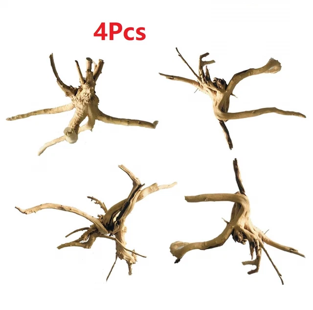 X4 Wood Natural Trunk Driftwood Tree Aquarium Fish Tank Plant Stump Ornament CY