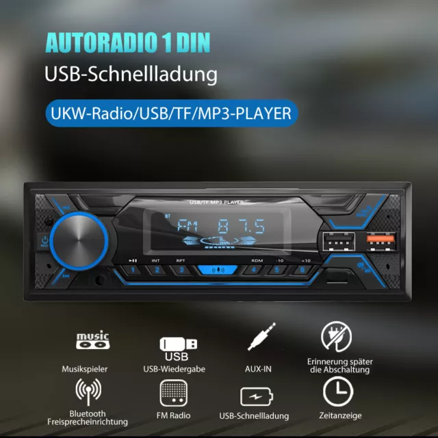 Autoradio Mit Bluetooth-Freisprecheinrnchtung Fernbedienung USB AUX MP3 1DIN SD 2