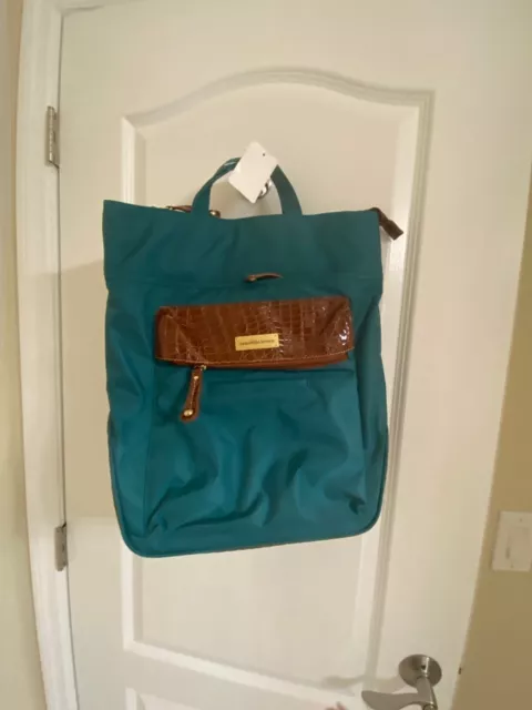 Samantha Brown Nylon Convertible Peacock Backpack Travel Organizer~New