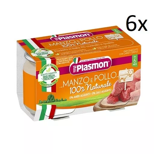 6x PLASMON Omogeneizzato Manzo Pollo homogenisiert Babynahrung ab 6Monaten 2x80g