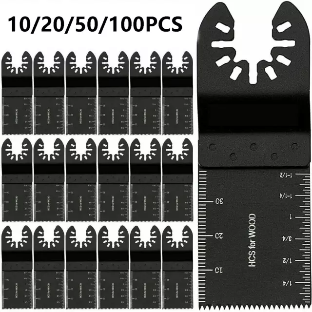 100x Oscillating Saw Blades Set Multi Tool Carbide Blade Wood Metal Cutter UK