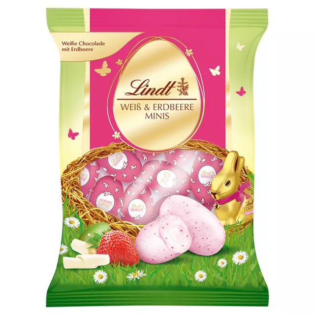 Lindt Blanc Et Fraise Chocolat Mini Oeufs Individuellement Emballée 100g