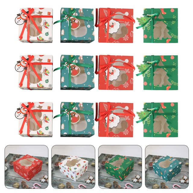 12 piezas caja de muffins de Navidad cajas de panadería de Navidad caja de pasteles regalo