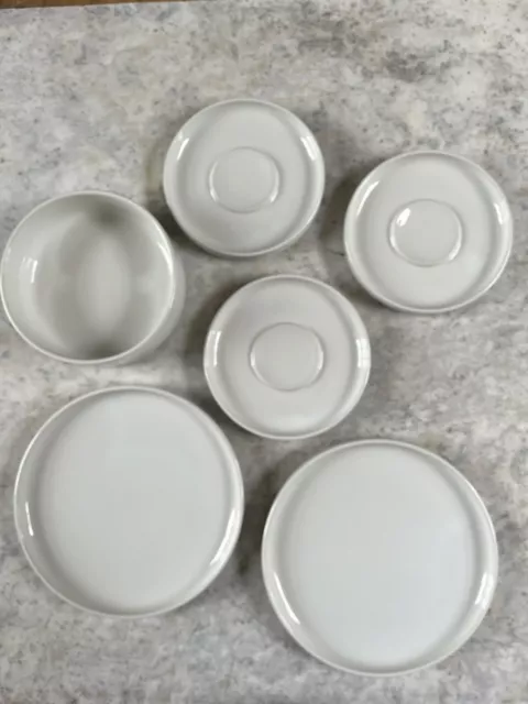 Mid Century Modern Bauhaus Trend Pacific White Salad Plates, Bowl, Saucers 2