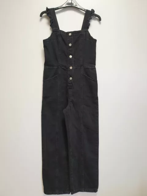 Dungarees De Mezclilla Rectos Delanteros Gg33 Niñas Next Negros A Presión 11-12 Años W26 L24