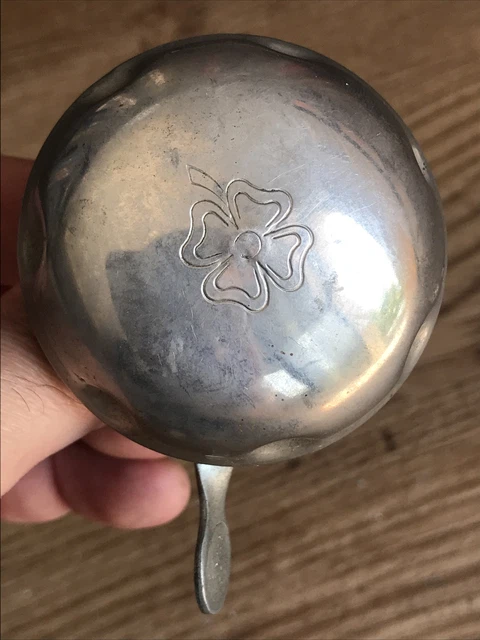 Sonnette De Vélo Vintage - Porte-bonheur Trèfle à 4 Feuilles - Argenté