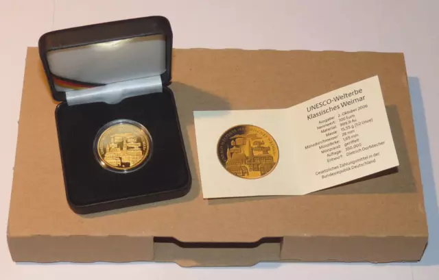 100 euro Gold Deutschland BRD - UNESCO Welterbe klassisches Weimar 2006 G  ovp