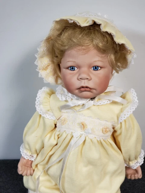 18" Baby Doll by Eva Helland - Ashton-Drake Porcelain doll Blonde blue eyes 2000