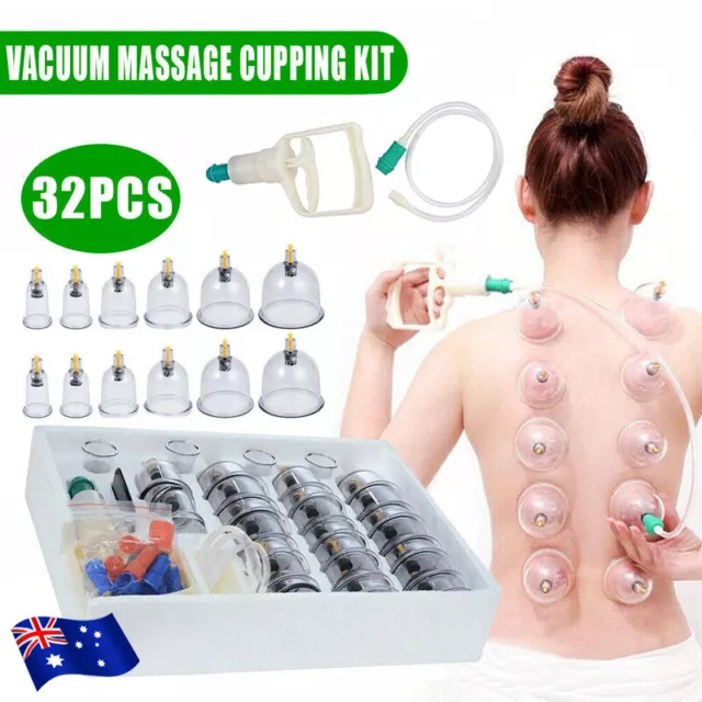 32 Cups Set Vacuum Cupping Suction Massager Kit Massage Acupuncture Pain Relief