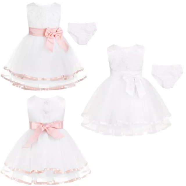 Baby Mädchen Taufkleid Blumen Taufe Geburtstag Fest Kleid Hochzeit Partykleid