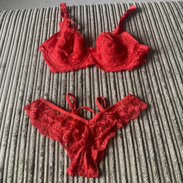 SHEIN RED LACE underwear set lingerie size large 10-12 £7.85 - PicClick UK