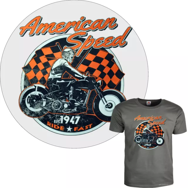 T-Shirt Motorrad Oldtimer Cafe Racer Vintage american Biker Garage *4098 grau