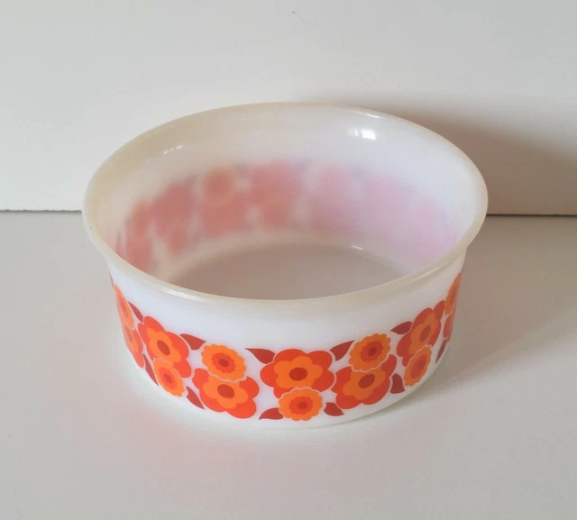 Plat Saladier Arcopal Vintage – Motif Fleurs De Lotus Orange – Années 70 Rétro