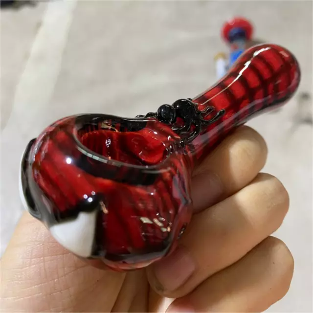 Red spider Glass pipe collectible tobacco smoking herb bowl hand pipes