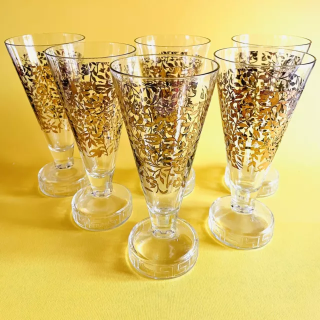 🔴 6 grandi calici Matteo THUN per CAMPARI rara decorazione oro + grecale