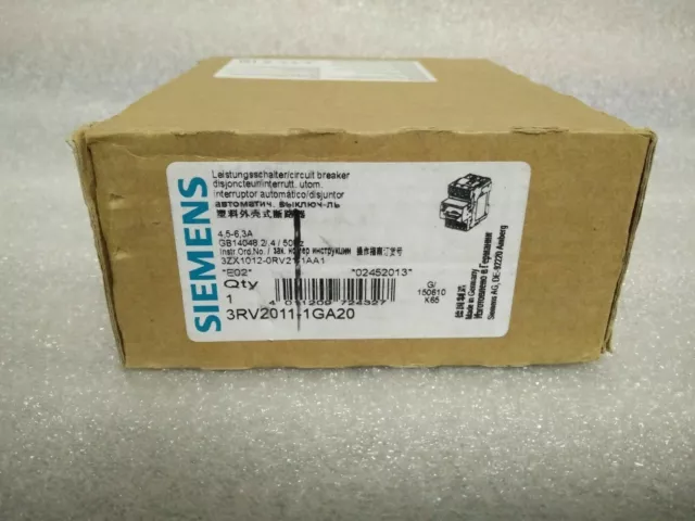 1PC New Siemens 3RV2011-1GA20 Manual Motor Starter Protector Fast Shipping