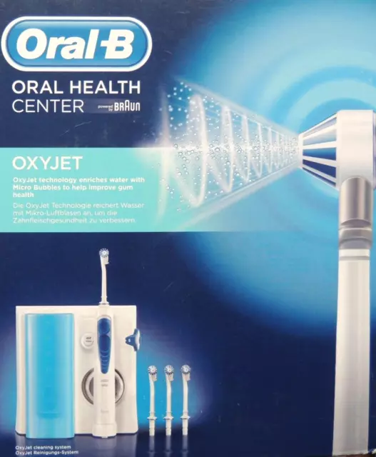 Oral-B OxyJet Munddusche Reinigungssystem Zahnreinigung 4 Aufsätze BRAUN NEU
