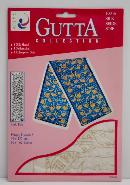 "Bufanda de seda, ARTY'S Gutta, "Gold Fish" 40x150 cm, Pongé 8
