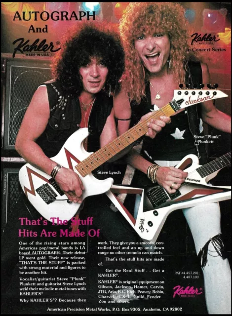 Autograph band Steve Lynch Steve Plunkett 1988 Kahler Tremolo ad print