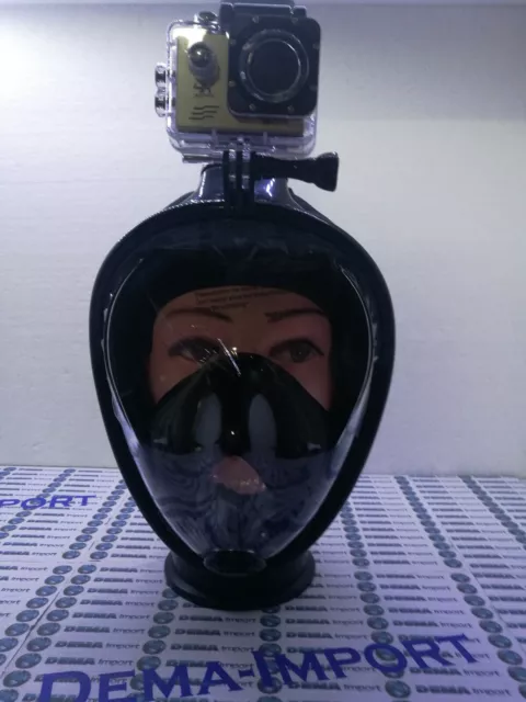 Maschera Subaquea Integrale Con Supporto Go Pro E Compatibili 180° Panoramica
