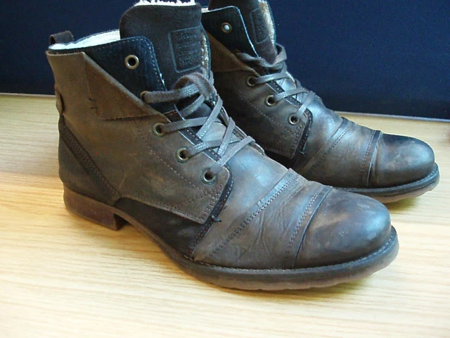 MENS RIVER ISLAND BROWN 'DAPPY' LEATHER BOOTS UK Size