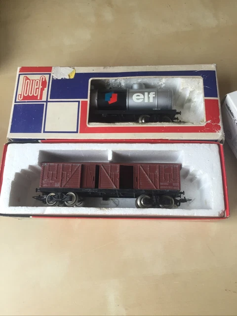 Bon état 2 Wagons Marchandises SNCF Jouef HO réf 6530 6510 Boîte Origine