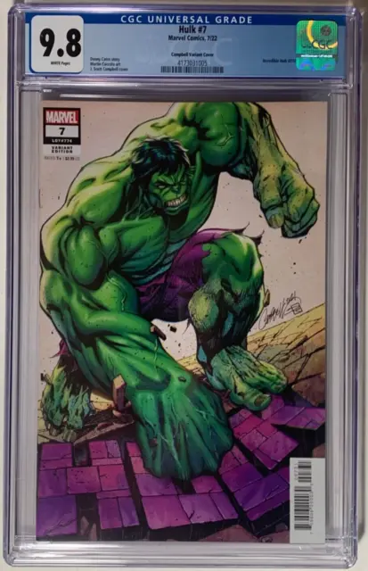 Hulk #7 (7'22) Cgc 9.8 Nm/M J. Scott Campbell Variant Cover Donny Cates Marvel