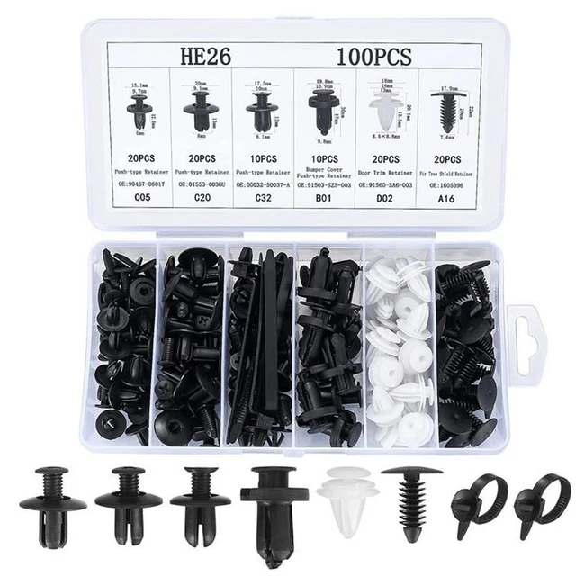 Noir Usage Général Modèles Fixation Pinces Fixation Panneau Plastique 100 Lot