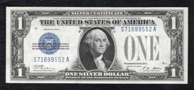 Fr. 1601 1928-A $1 One Dollar “Funnyback” Silver Certificate Gem Uncirculated