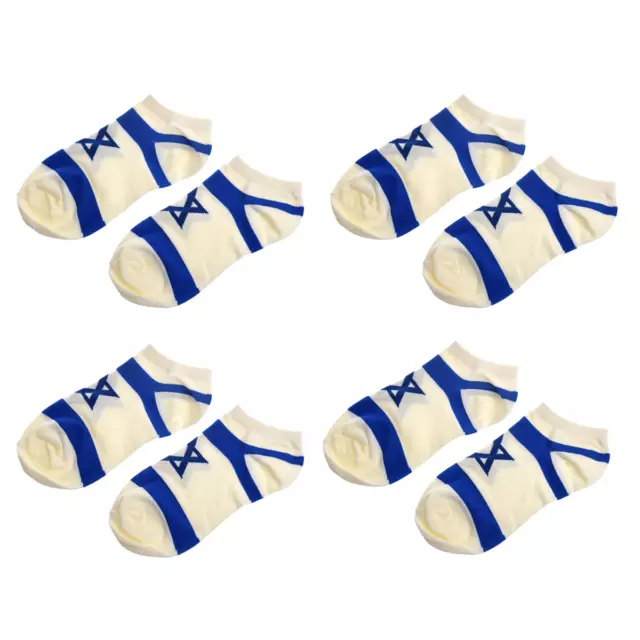 4 Paar Stilvoll Stern Israel Flagge Muster Socken fuer Maenner Y8M43955