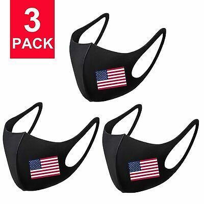 3 Pack American Flag Unisex Face Mask Reusable Washable Cover Masks Men Women