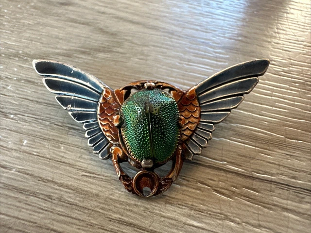 Broche Scarabee En Argent Et Email Art Nouveau