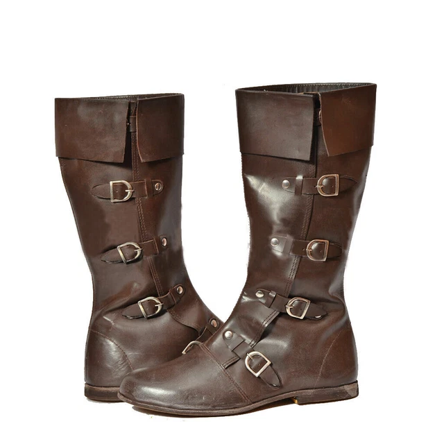 Bottes en cuir armure chevalier casque bottes médiévales chaussures...