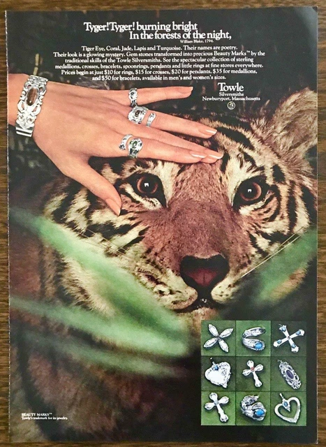 1976 PRINT AD Towle Silversmiths Newburyport MA PRINT Silver Jewelry Hand Model