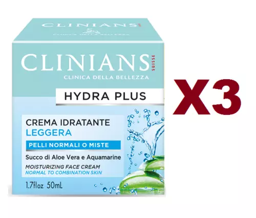 3 Pz Clinians Hydra Plus Crema Idratante Leggera 50Ml