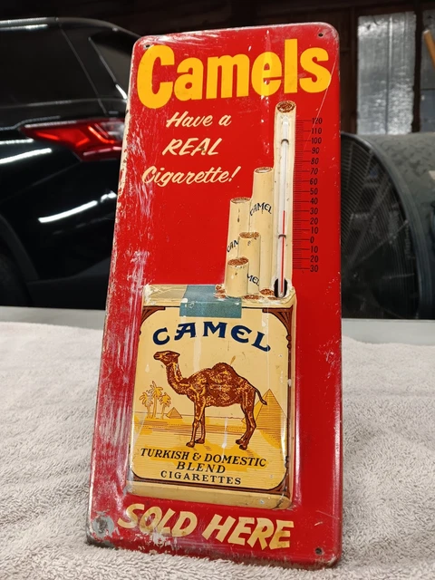 camel cigarette thermometer VINTAGE ADVERTISING CIGARETTES STORE TIN PA-900 VINTAGE 3 D METAL TIN